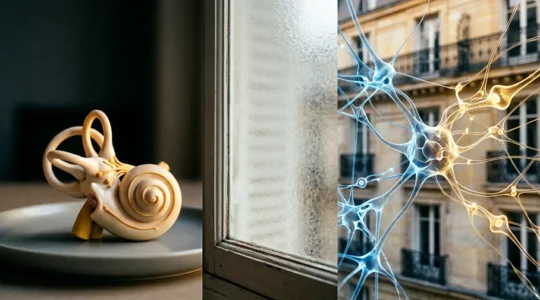 Illustration symbolique représentant la différence entre acuité auditive et traitement cognitif du son