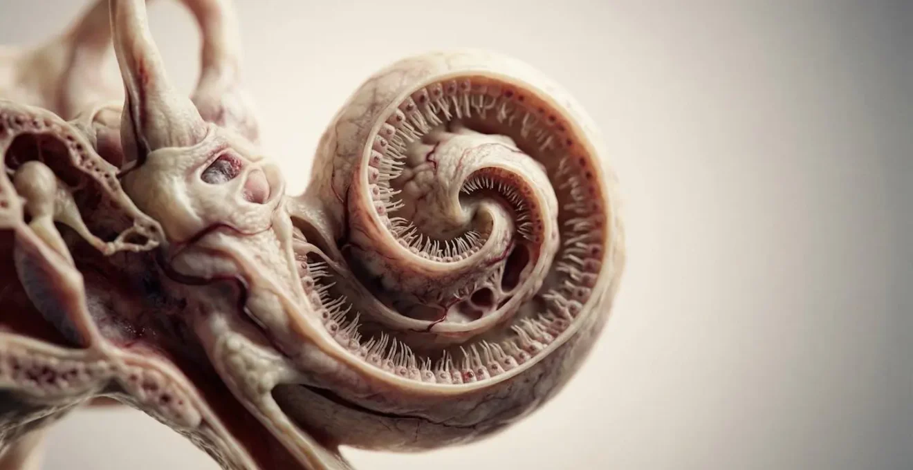 Vue détaillée de l'anatomie de l'oreille humaine illustrant le mécanisme de transmission sonore