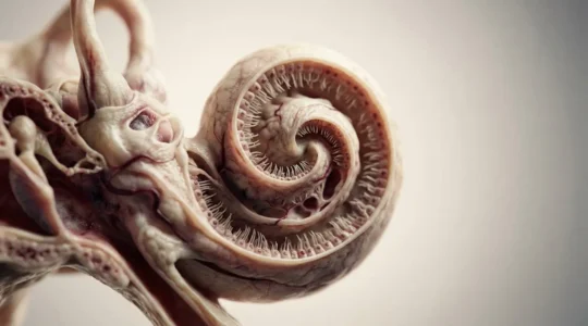 Vue détaillée de l'anatomie de l'oreille humaine illustrant le mécanisme de transmission sonore