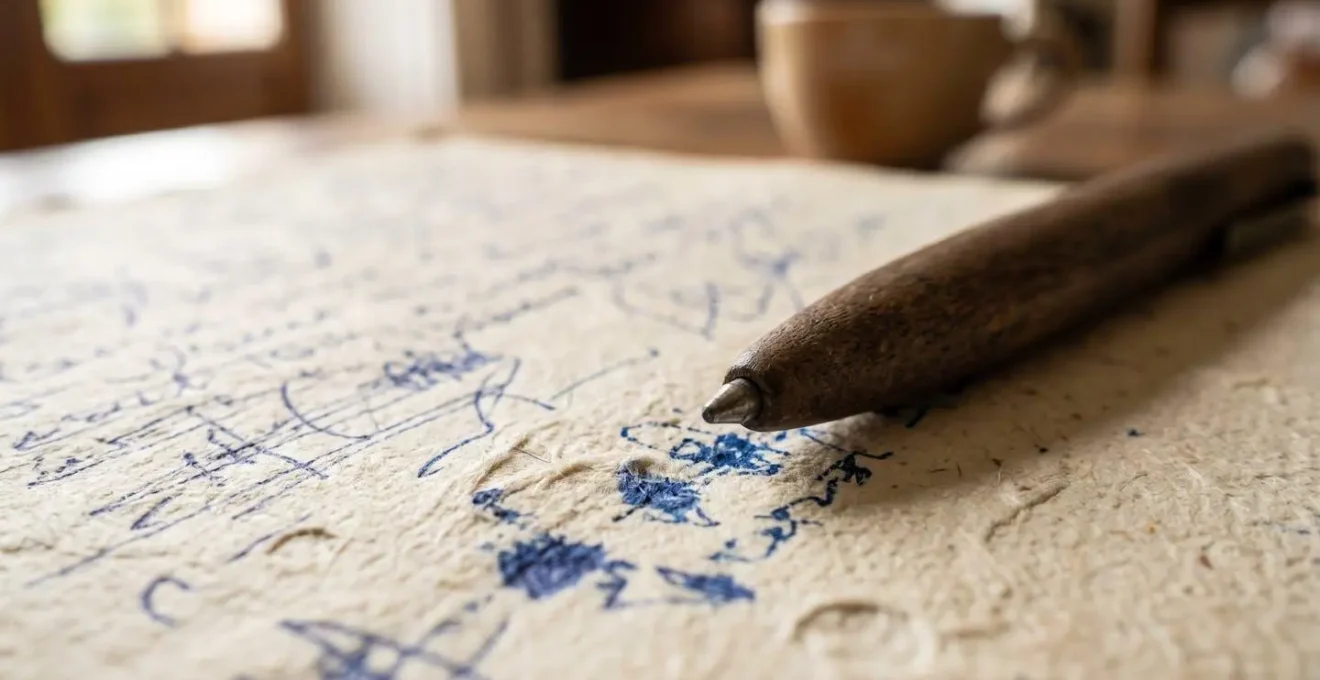 Gros plan macro sur un carnet ouvert avec des notes manuscrites et un stylo, illustrant le suivi quotidien pendant l'essai d'appareils auditifs