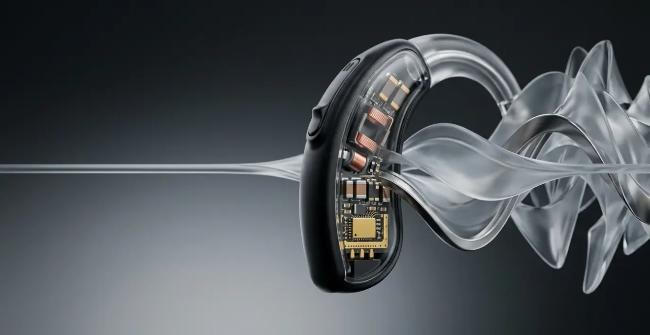 Technologie moderne d'appareils auditifs illustrant l'évolution de l'anti-larsen