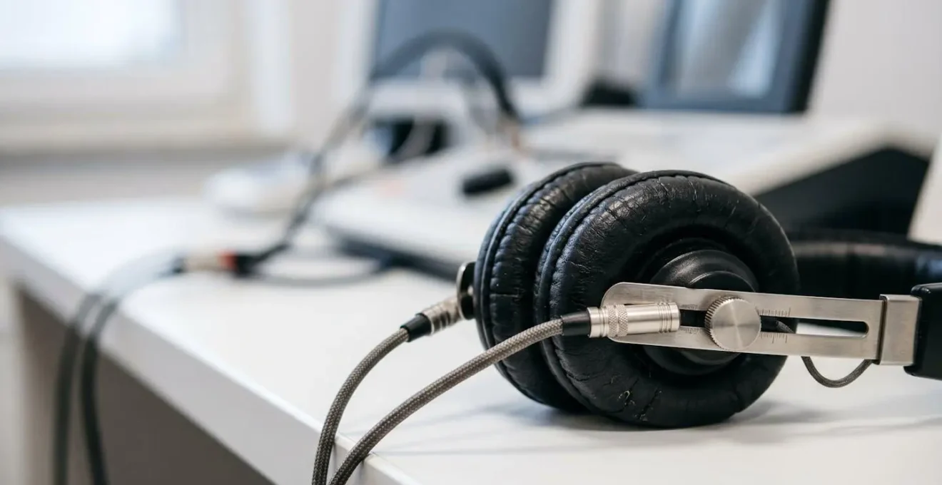 Équipement audiométrique professionnel moderne lors d'un bilan auditif diagnostique