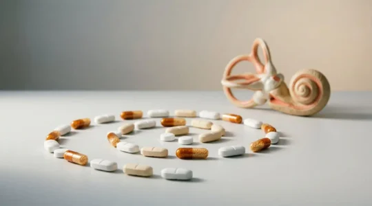 Illustration conceptuelle représentant le danger des médicaments pour l'audition