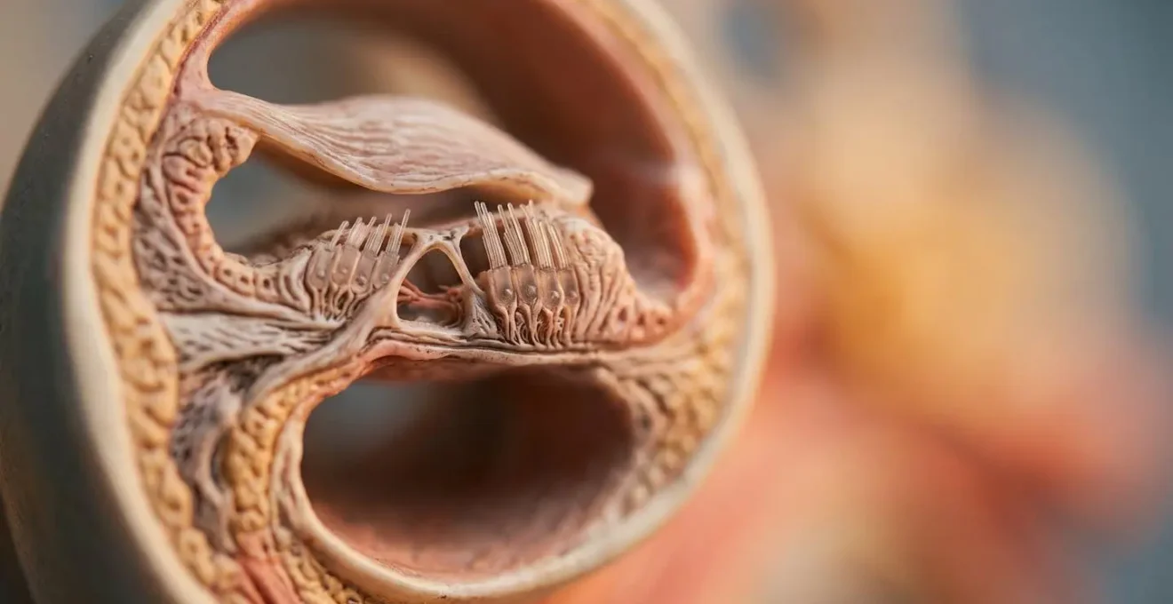 Représentation macro des structures délicates de l'oreille interne à protéger