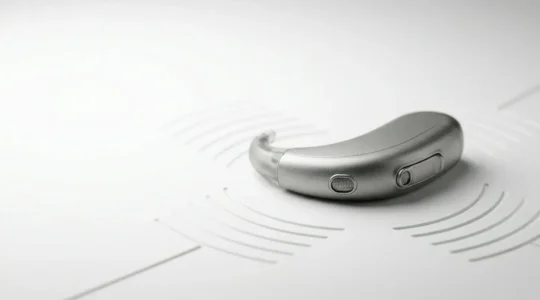 Visualisation conceptuelle de la technologie de focalisation sonore dans les aides auditives modernes